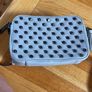 Grey leather crossbody